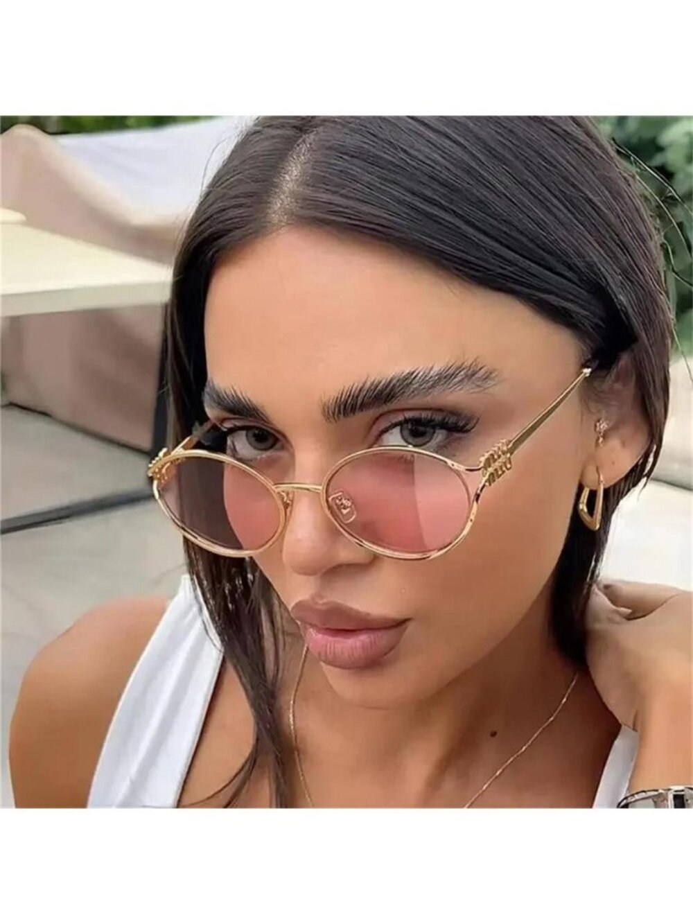 Retro Metal Oval Frame  Sunglasses